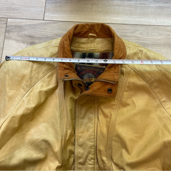 Wilsons Adventure Bound VTG Cream Yellow Leather Bomber Collared Pilot's Jacket - Picture 10 of 13